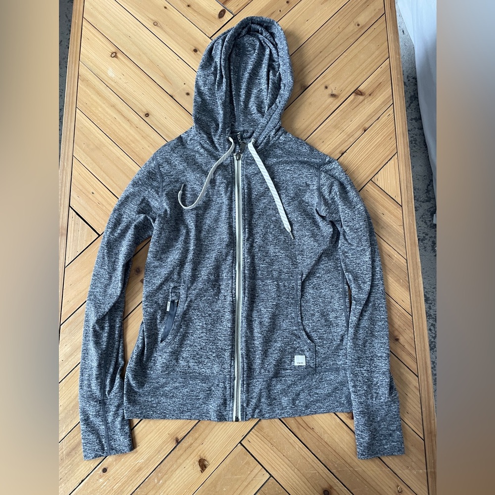 Vuori Women's Heather Gray Full-Zip Halo preforms Hoodie with Drawstrings sz XS - Picture 6 of 10